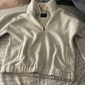 Cream Quarter-Zip Fleece Pullover